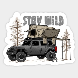 Stay Wild Jeep Camp - Adventure grey Jeep Camp Stay Wild for Outdoor Jeep enthusiasts Sticker